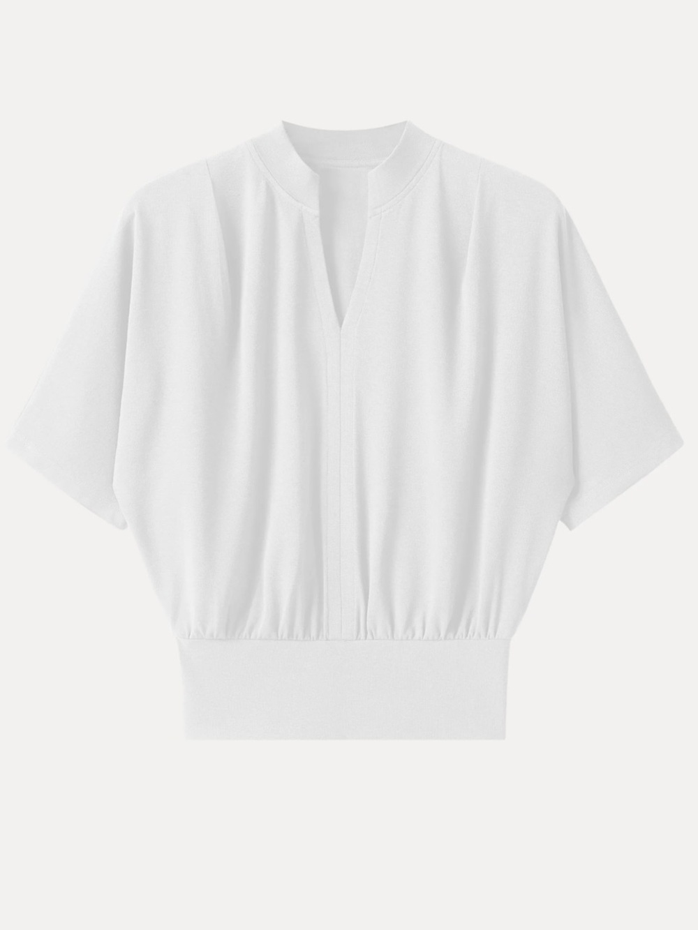 OGL White Short-Sleeve V-Notch Pullover Top